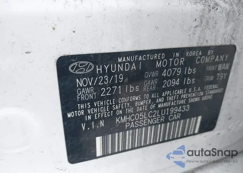 2020 Hyundai Ioniq Hybrid Limited from USA, damaged, VIN KMHC05LC2LU199433